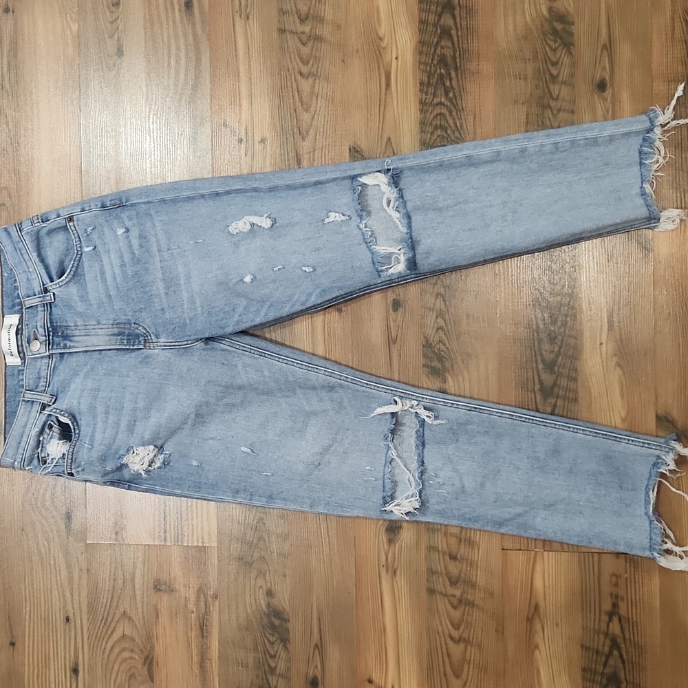 Reformation Julia Ankle Straight Leg Light‎ Jean Distressed Knee Size 27